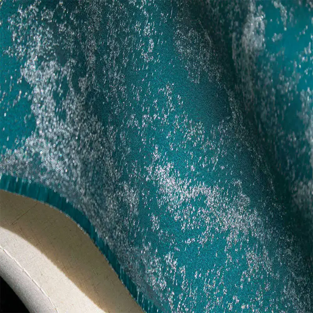 

Vintage Peacock Blue Gold Wire Jacquard Fabric for High End Fashion Clothing Designer Outerwear Diy Sewing Per Meter Cloth