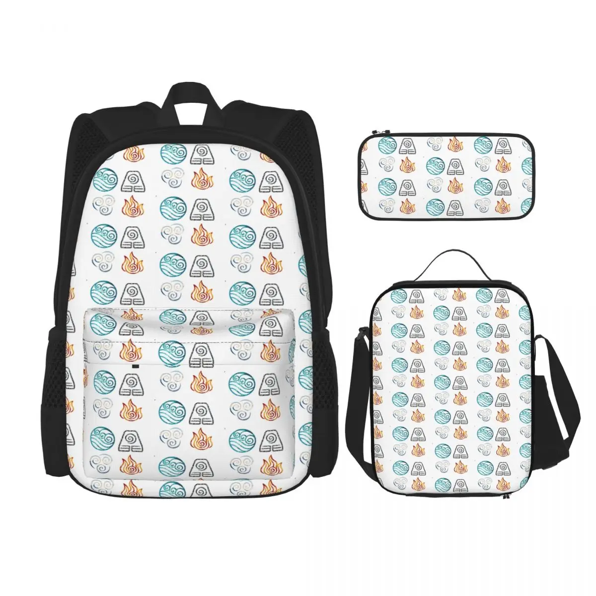 

Avatar The Last Airbender Element Symbols Backpacks Boys Girls Bookbag School Bags Rucksack Lunch Bag Pen Bag Three-Piece Set