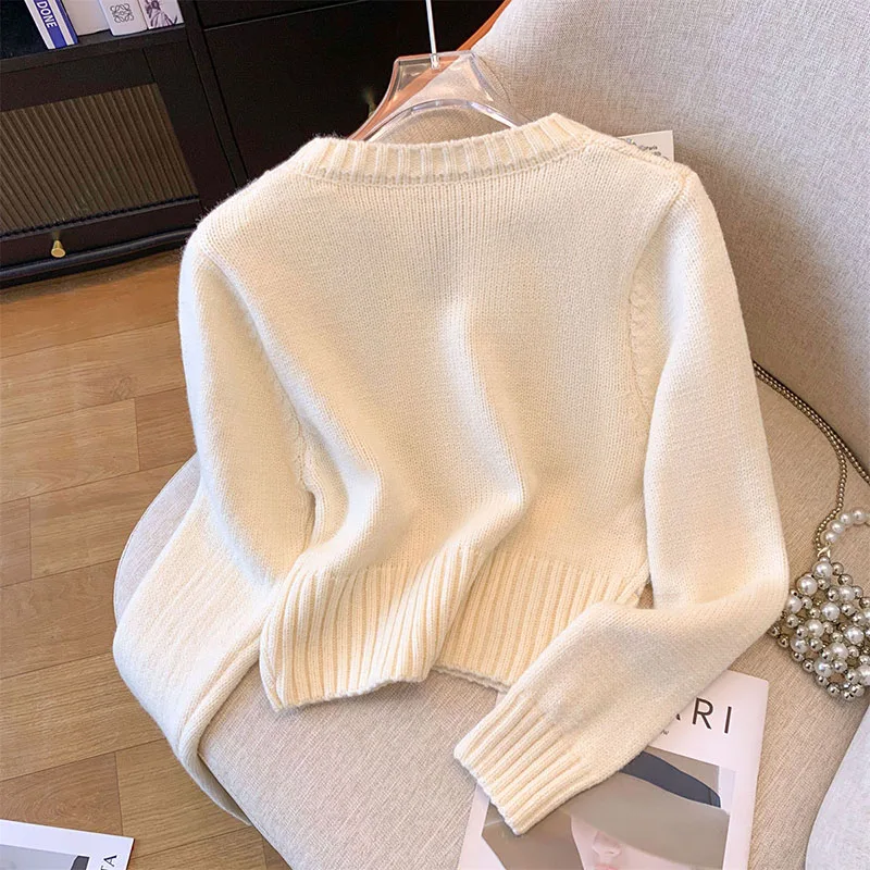 Chic Sequin Women Sweater Pullovers O Neck Knitwear y2k Tops Female Long Sleeve Casual Knit Jumper Women clothing spring autumn