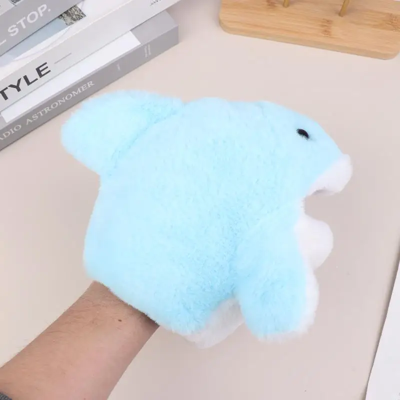 1Pcs Blue Shark Hand Finger Story Puppet Cute Dolls Stuffed Plush Animal Toy Educational Baby Toys Simulated Shark Children Gift