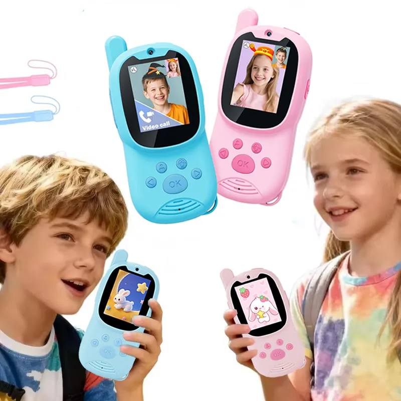 Walkie-Talkie 2-Pack Children's Video with Display Screen Voice Converter and Real-Time Video Chat Long-Range Gift for Children