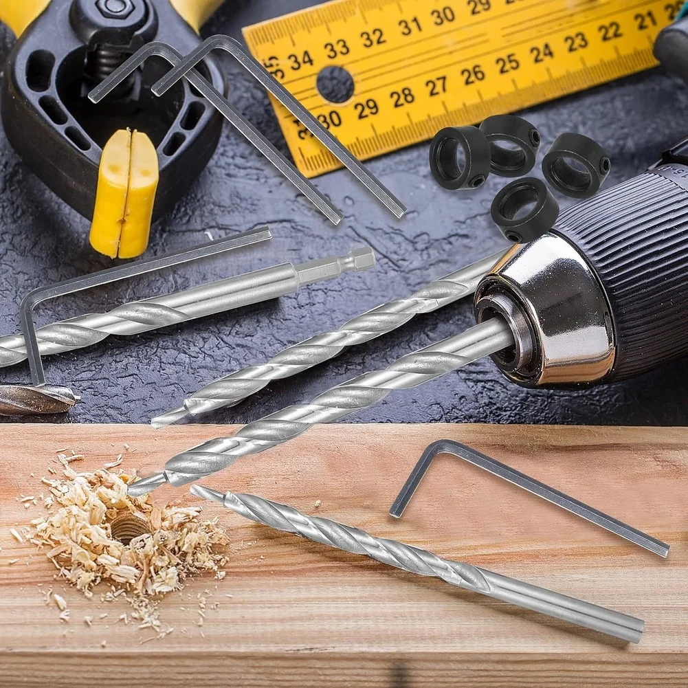 Two Step High Speed Steel Drill Bit with 9.5mm Positioning Ring for Woodworking Applications Requiring Precision