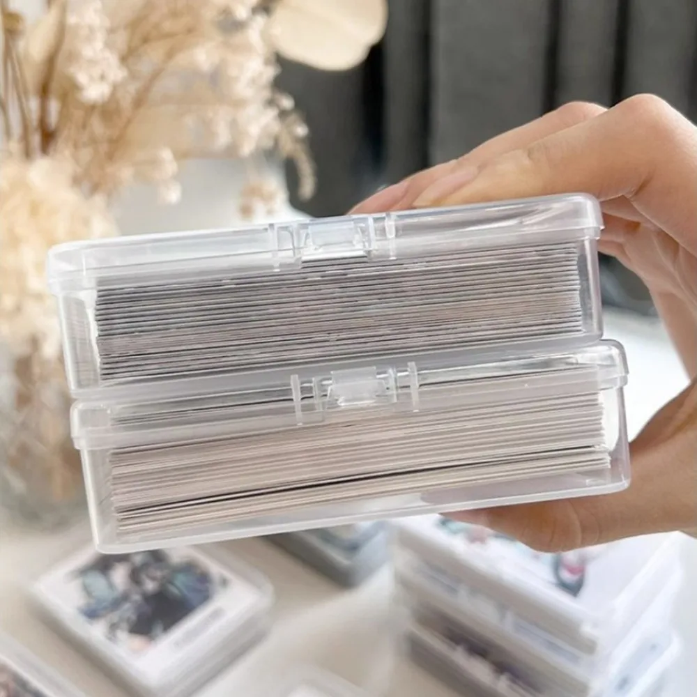 PP Photos Storage Box Transparent Large Capacity Postcard Storage with Lid Classification Drawer Storage Small Card Organizer