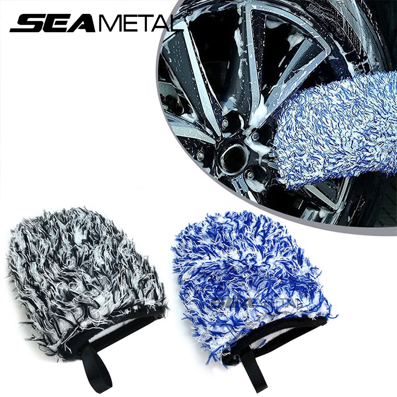 SEAMETAL Super Soft Car Microfiber Wheel Detailer Wash Glove Thickening Two-sided Car Detailing Pocket Mitt Car Wash Products