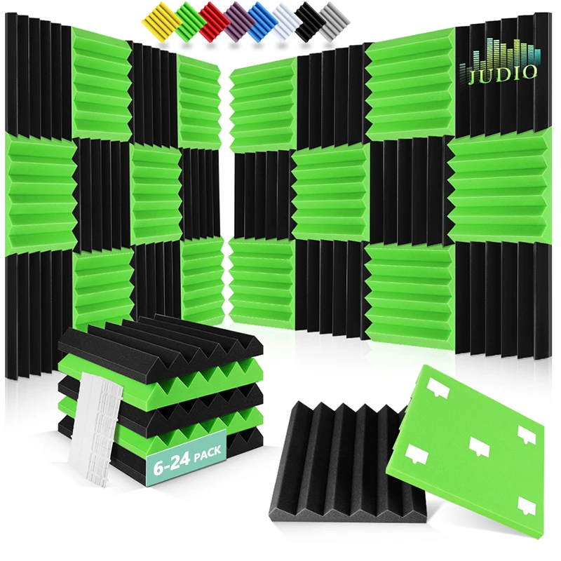 Acoustic Foam 6/12/24 Pcs, Soundproofing Noise Cancelling Wedge Panel Sound Foam, House Acoustic Self-Adhesive Sponge Wall