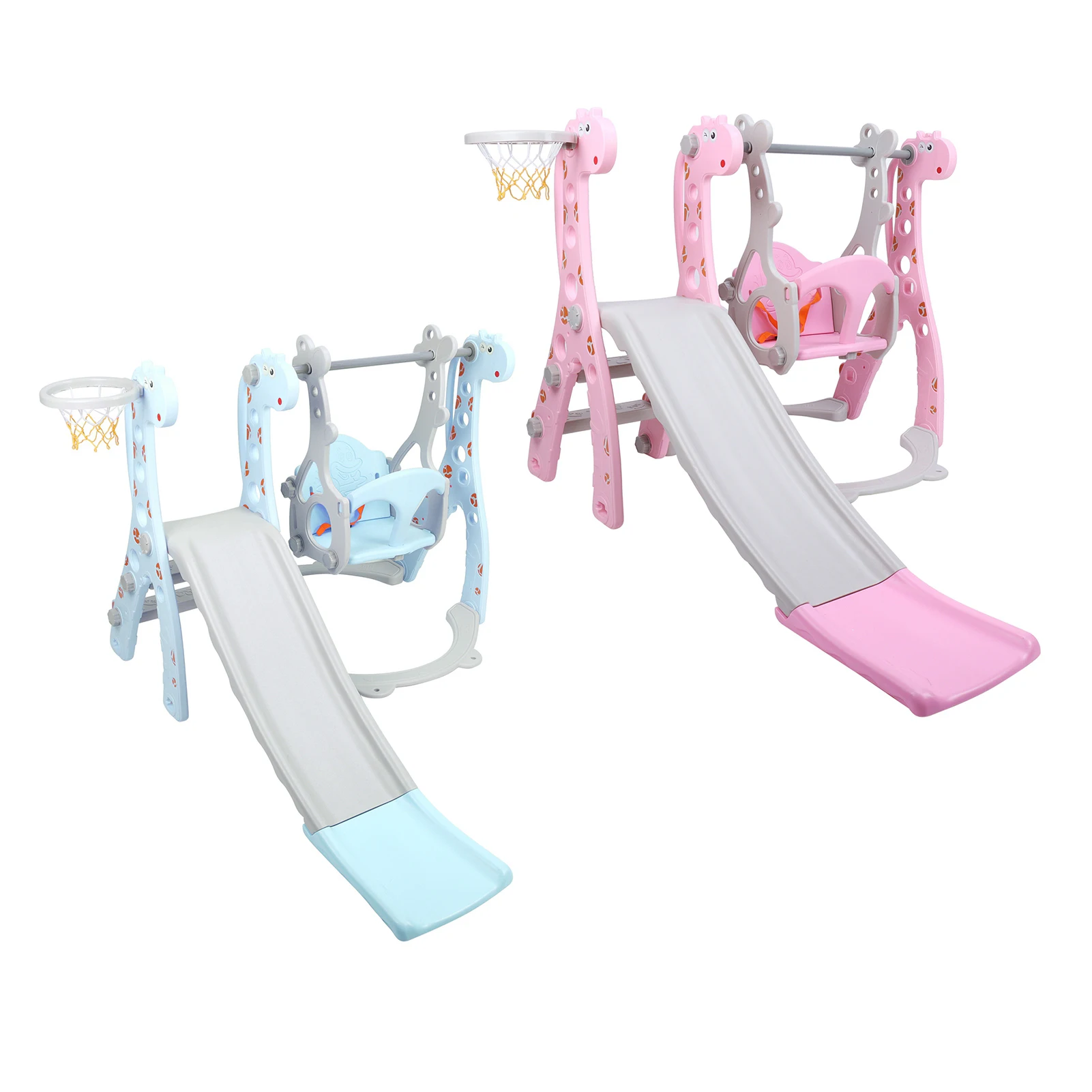 Children Play Slide Set Toddler Climber Swing Set with Basketball Hoop Outdoor Indoor Children Play Slide Set Climber Swing Set