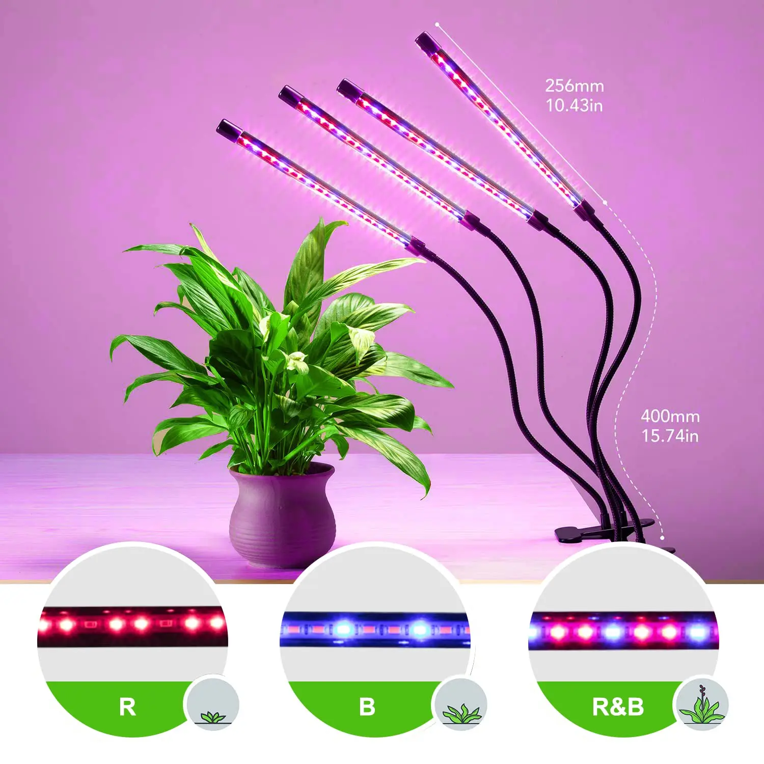 

Indoor Full Spectrum LED Angel Ring Plant Growth Lamp Telescopic Fill Light for Succulents Green Plants Flower Plug-In