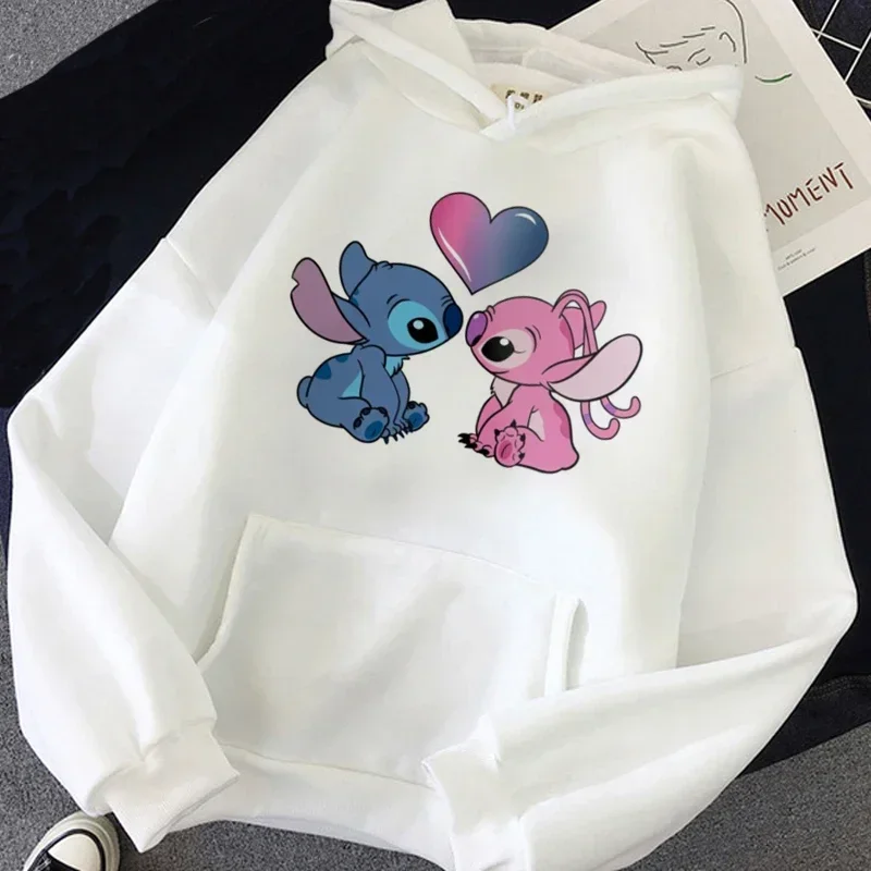 2024 New Cartoon Stitch Hoodies for Women Kawaii Graphic Hoodie Autumn Winter Funny Unisex Women\'s Sweatshirts Clothing Tops