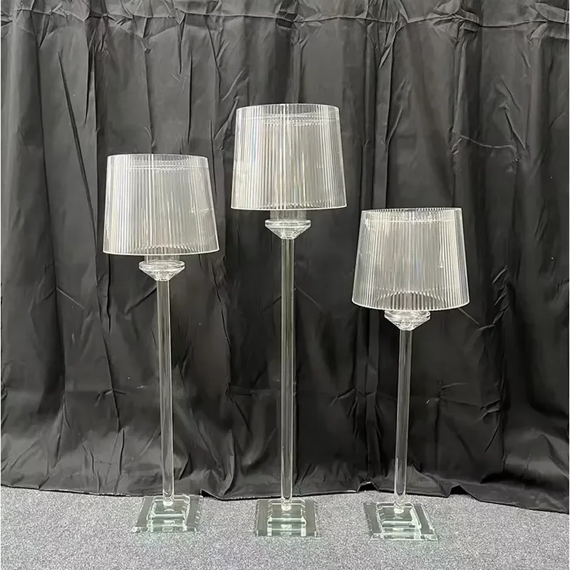 Elegant Tall Crystal Candlestick Set Handmade Three Piece Wedding Table Decor with Wishing Tea Light Shade New Design