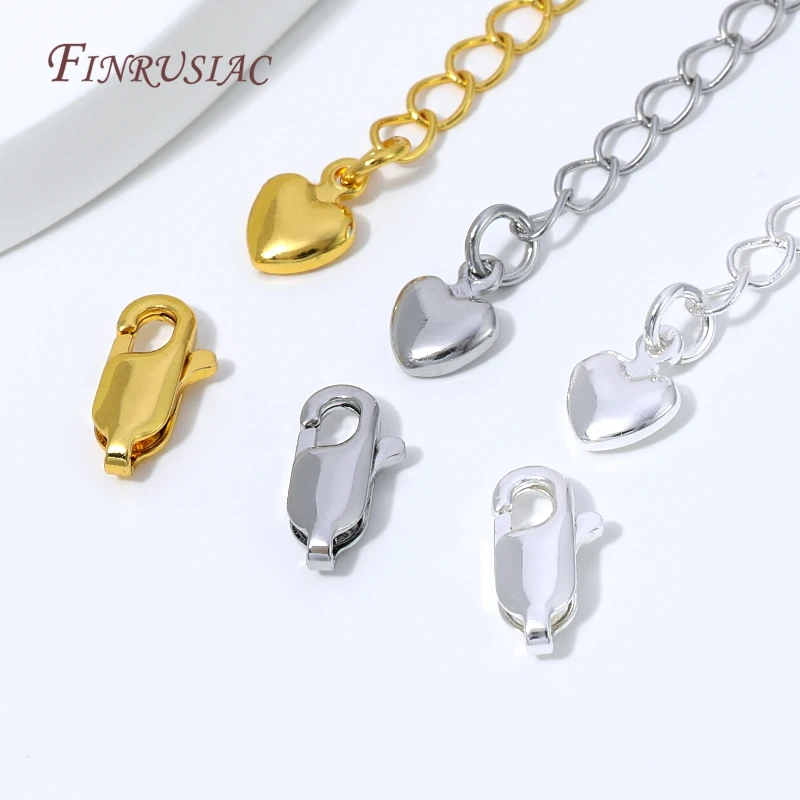 18K Gold Silver Plated Extension Chain with Heart Charm&Lobster Clasp,Adjustable Necklace Bracelet Extender,DIY Jewelry Findings view 2
