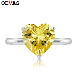 OEVAS 100% 925 Sterling Silver 10x10mm High Carbon Diamond Wedding Rings For Women Sparkling Colorful Birthstone Fine Jewelry