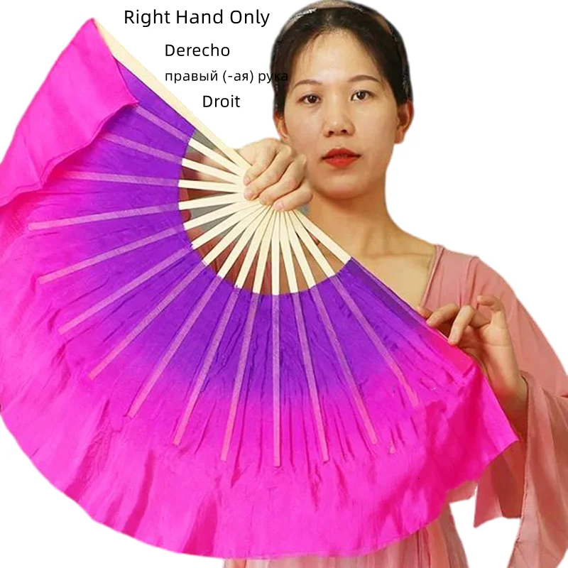 Een Paar 100% Echte Zijden Sluiers 2 Lagen Dubbelzijdig Cirkel Fan Handverf Zwart Rood Buikdans Square Dance Props Extra Lang