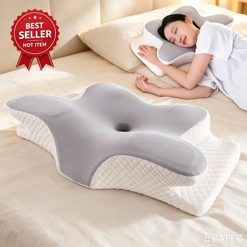 Summer Cooling Butterfly Memory Foam Pillow, Ergonomic Neck‑Pain‑Relief Slow Rebound Sleep Cushion for Bedroom Night Rest