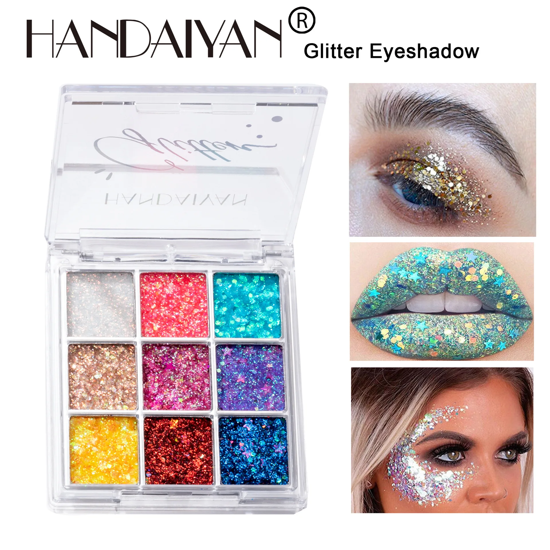 HANDAIYAN-sombra de ojos brillante, 9 colores, resistente al agua, duradera, Sexy, moda, escenario, actuación, fiesta, purpurina, cara y cuerpo, lentejuelas de Gel