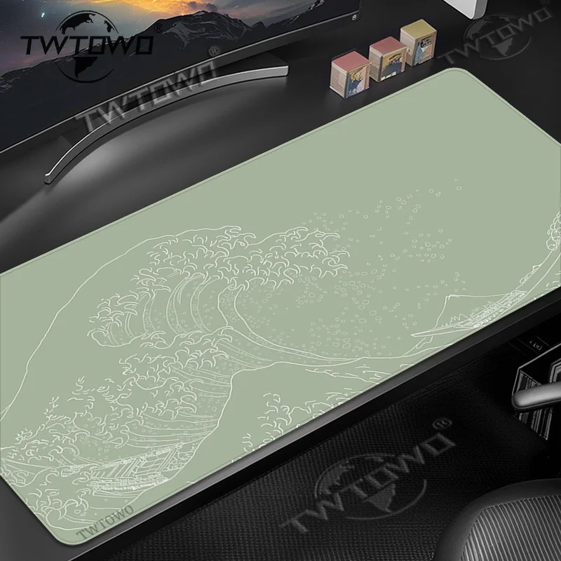 

Коврик для мыши Green Japanese Waves Gaming XL HD Большой новый коврик для мыши XXL Коврик для мыши Playmat Офисный нескользящий коврик для настольной мыши ПК
