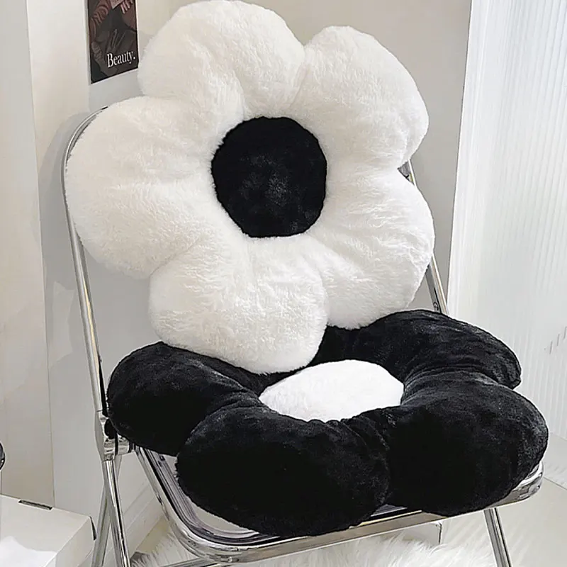 Flower Sitting Cushion Plush Sofa Cushion Decorative Pillows for Sofa Aesthetic Room Decor Car Interior Backrest Cushions등받이 쿠션