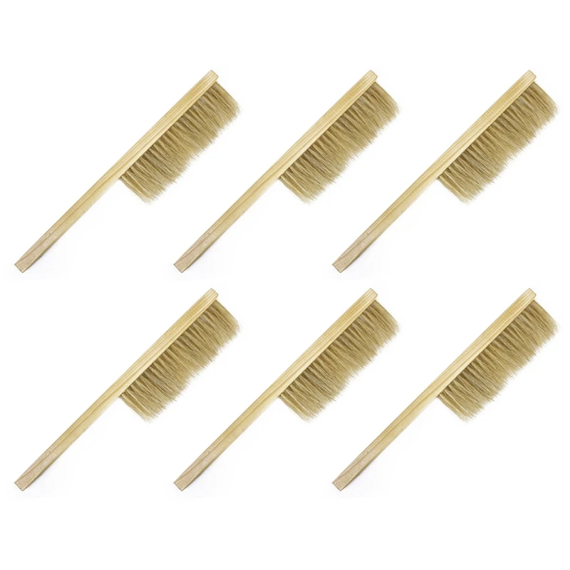 

6X Pig Bristles Beekeeping Bee Brush With Wooden Handle Beekeepers Hive Tool