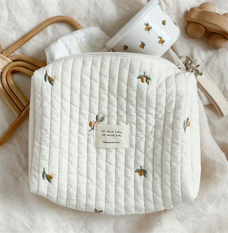 Embroidered Mommy Bag Handbag Stroller Organizer Bag Kids Zipper Portable Diaper Wet Bag Storage Bag Baby Accessories Newborn view 4