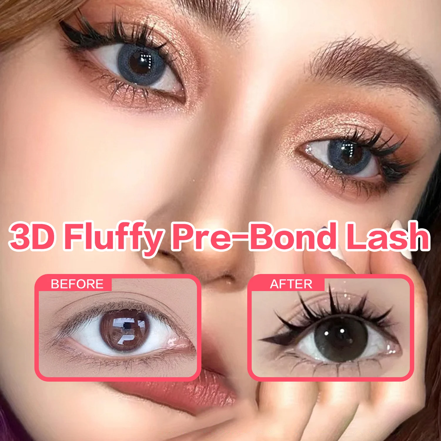 [No Need Glue]PRAECLARUS 3D Fluffy False Eyelash Reusable and Natural Eyelashes Glue-free Eye Lashes With Adhesive Diy Lahses