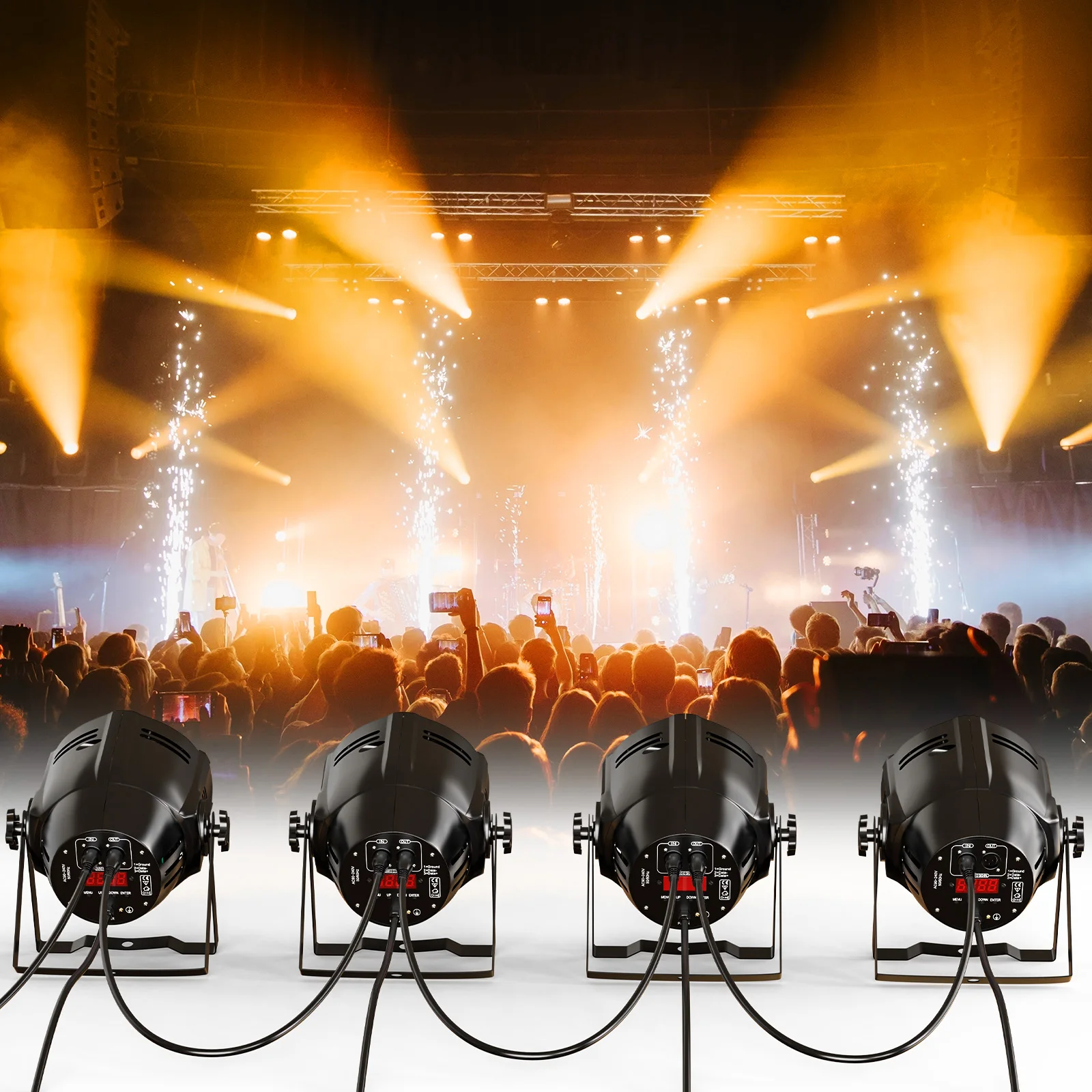 U'King 4Pcs/Set 100W COB Par Lights Warm&Cool White Stage Lights DMX Spotlights For DJ Church Concert Christmas Wedding Party