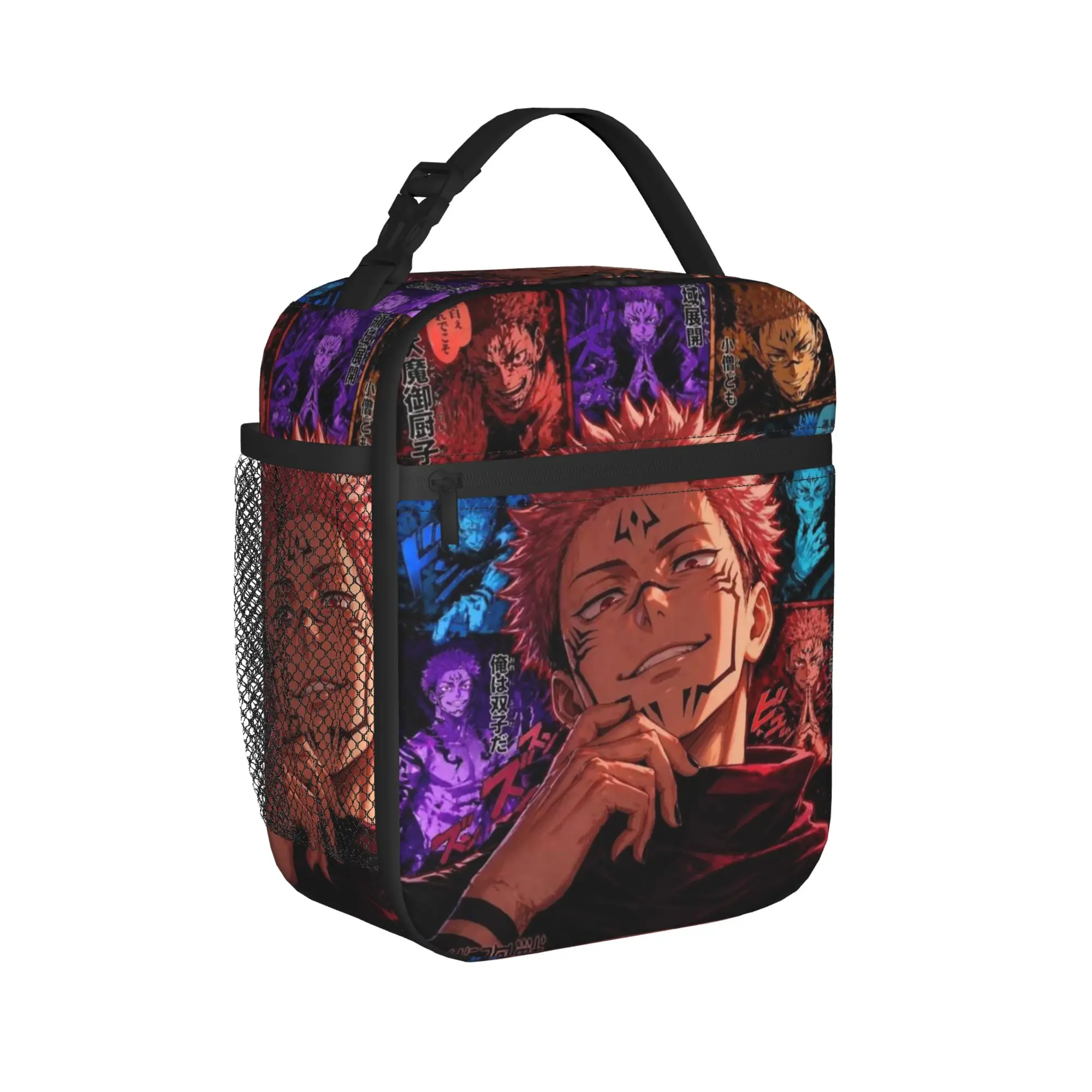 Yuji Itadori Lunch Bag For Child  Designer School Lunch Box Retro Portable Oxford Cooler Bag