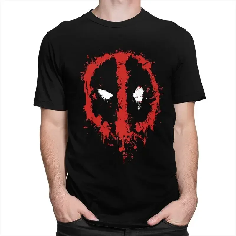 T-Shirts Kawaii Deadpool Splatter T Shirt Men Short Sleeved T-shirt Casual Tee Cotton Slim Fit Tshirt Merch Hale Spring Summer