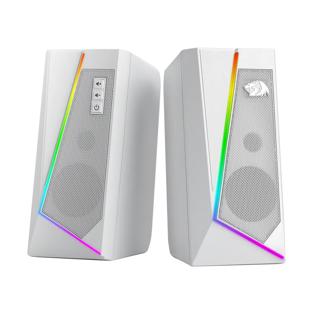 Redragon GS520 RGB 데스크탑 스피커, 6가지 다채로운 LED 모드를 갖춘 2.0 채널 PC 스테레오 스피커, 향상된 사운드, 화이트/핑크
