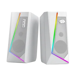 Redragon GS520 RGB Desktop Speakers, 2.0 Channel PC Stereo Speaker with 6 Colorful LED Modes, Enhanced Sound, White/Pink