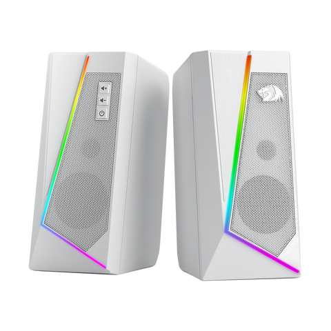 Redragon GS520 RGB Desktop Speakers, 2.0 Channel PC Stereo Speaker with 6 Colorful LED Modes, Enhanced Sound, White/Pink