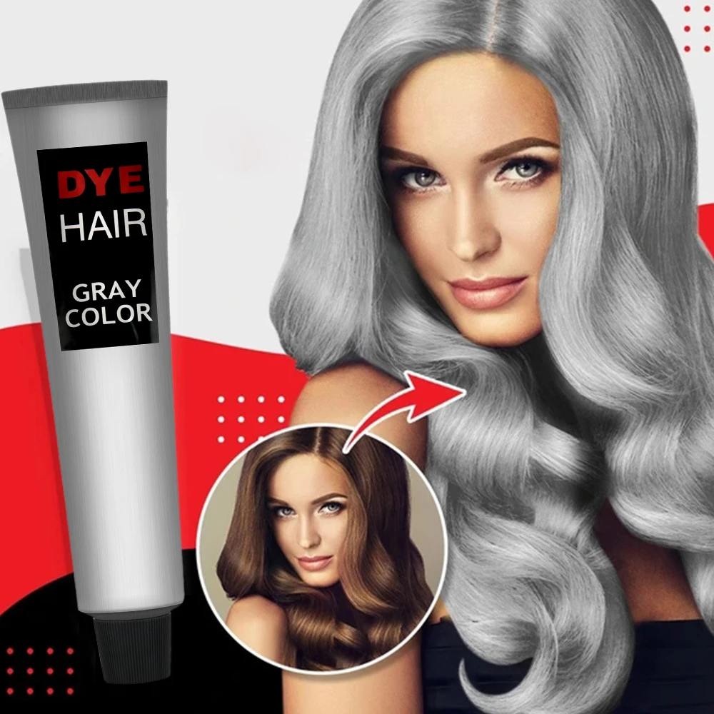 100ml tinte gris crema para el cabello Unisex gris ahumado estilo Punk gris claro plata tinte permanente Color crema Unisex crema para el cabello cuidado