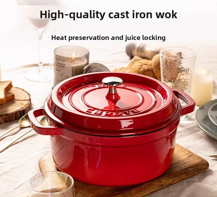 

Эмалированная чугунная кастрюля, запеканка для тушения супа, кастрюля с антипригарным покрытием, подарок для домашней кухни, подарок на новоселье