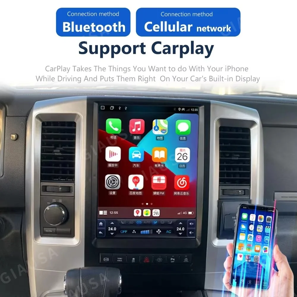 

12,1-дюймовый автомобильный радиоприемник Android 12 для Dodge Ram 2009-2013, авто стерео GPS-навигация, мультимедийный видеоплеер Carplay, сенсорный экран