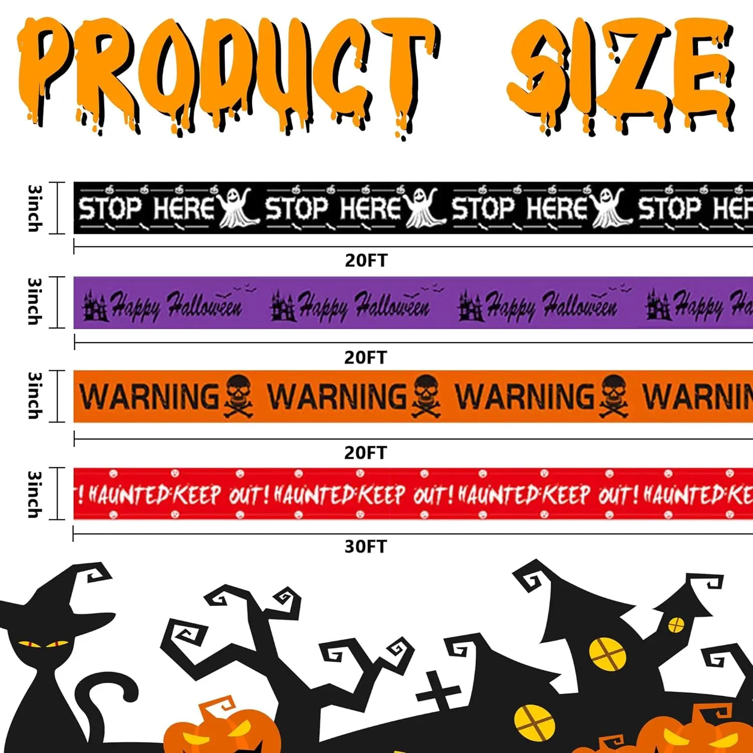 Halloween Fright Tape Halloween Warning Caution Tapes Creepy Tape Bundle for Halloween Party Stairs Haunted Party Decoration