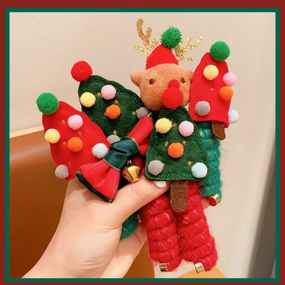 الكرتون عيد الميلاد ديكور خمر الكرة القلب مستقيم رباط رأس مطاطي للنساء الفتيات ذيل حصان حامل الشعر التعادل Scrunchie هيرباند