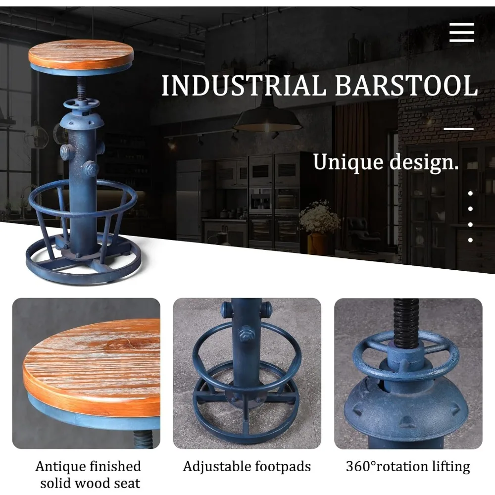 ヴィンテージ風インダストリアル・スチームパンクカフェ用コーヒーテーブル、高さ調節可能、消火栓スタイル