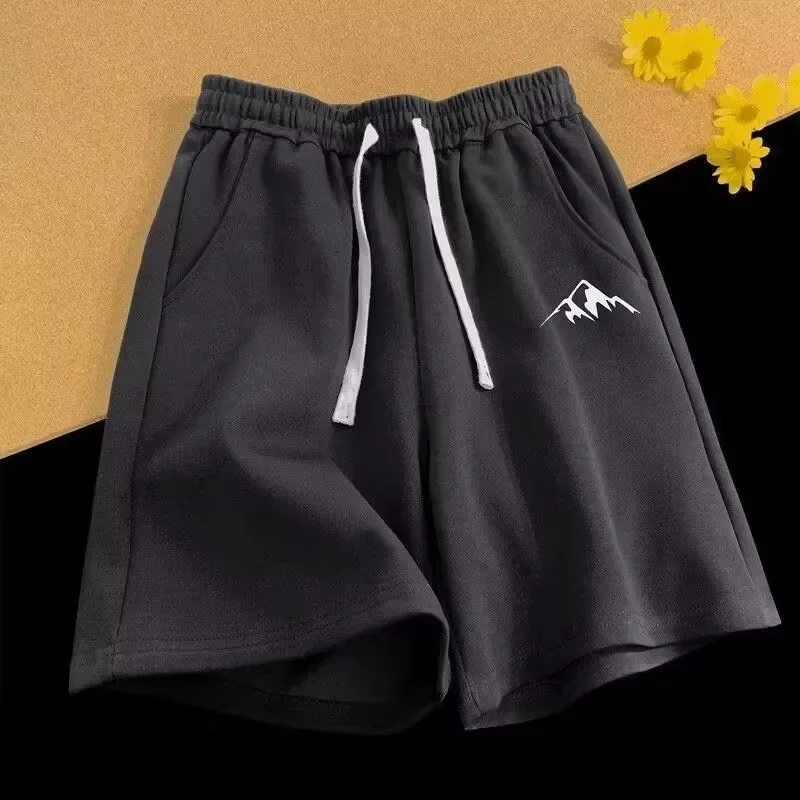 M-8XL Oversized Shorts Men\'s Casual Shorts Chinese Style Minimalist Mountain Range Print Shorts  Couple Basketball Short Pants