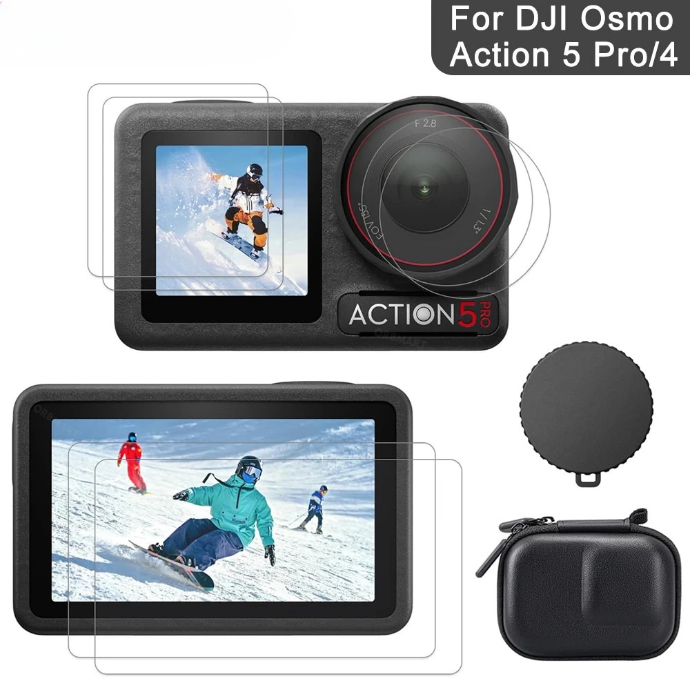 For DJI Osmo Action 5 Pro 4 3 Screen Protector Tempered Glass Film Lens Cover Cap Bag Case for DJI Action 4 5Pro Accessories