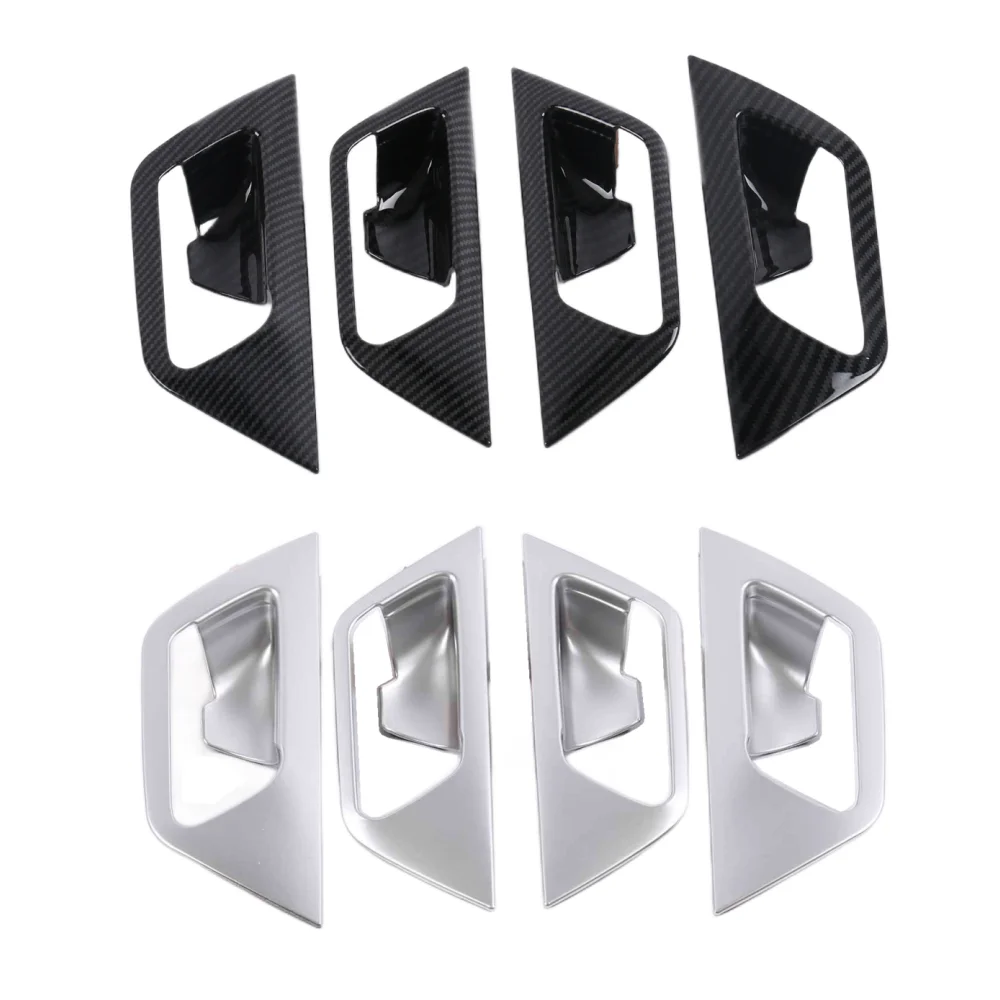 Carbon Fiber/Matte silver Style Interior Accessories Car Inner Door Handle Bowl Cover Trim For Peugeot 3008 5008 GT 2017-2020