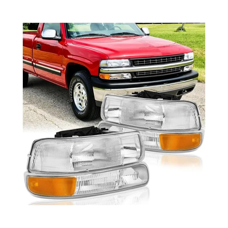 1 Set 4 Piece Headlight Head Light for Chevrolet Suburban 1999 2000 2001 2002