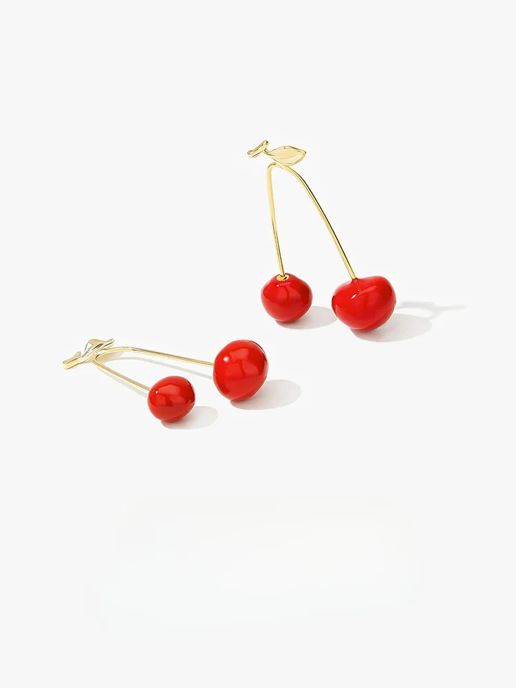 

Red Cherry Earrings Fruit Earrings Temperament Fashion Round Face Square Face Earrings