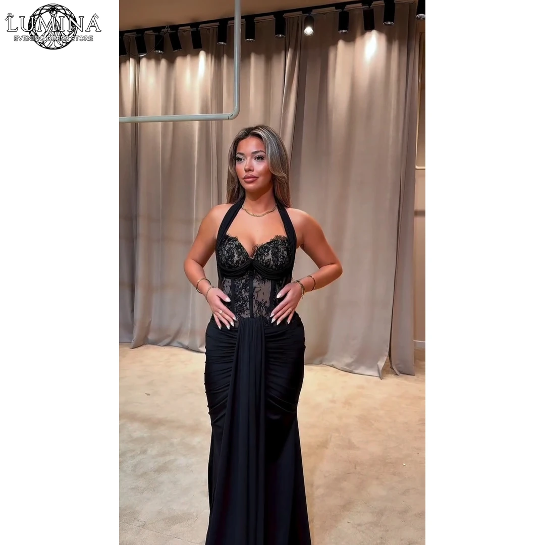 Lumina Schwarze Kleider Elegantes Schickes Damenkleid für Partys Luxuriöse 2026 Meerjungfrauenröcke Maßgefertigte Spitzen-Stickerei Ballkleider