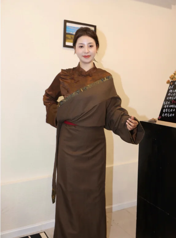 Robe tibetano chinês Xizang Kangba terno feminino estilo étnico roupas de desempenho