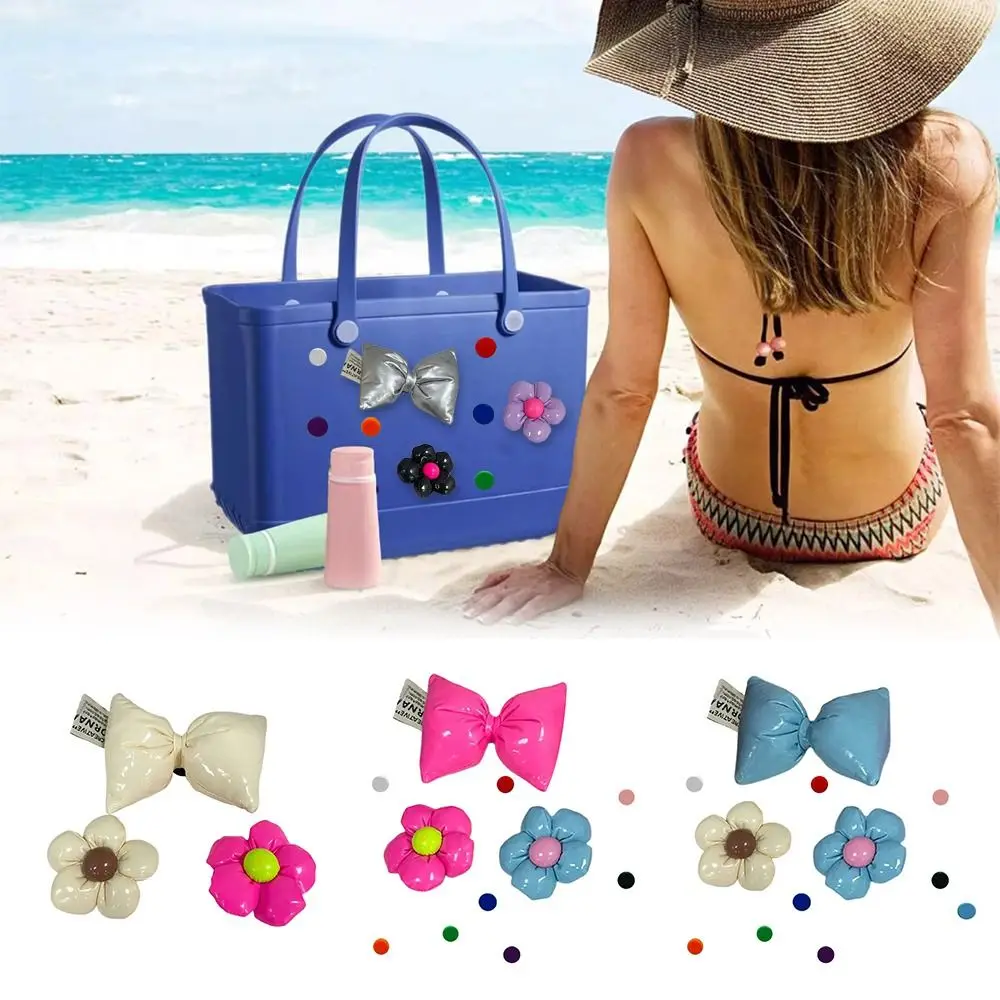 

12Pcs DIY Bow Flower Accessories for Bogg Bag Waterproof Handbag Beach Bag Accessories Charms Leather for Bogg Bag/Beach Bag