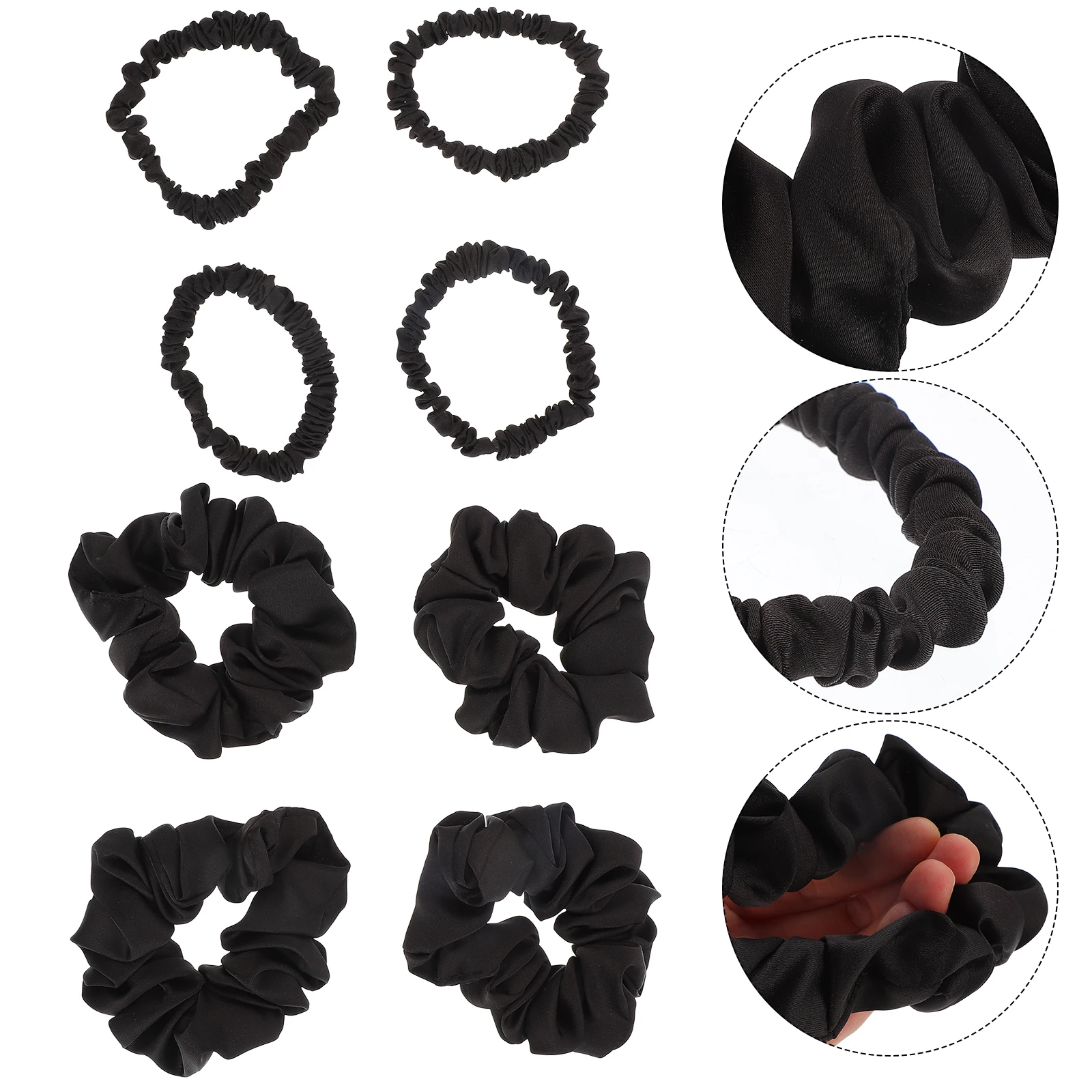 

8pcs Elastic Ponytail Holder Scrunchy Hairstyle Ropes Silk Rings Comfortable Easy Styling Non Damage Hair Care