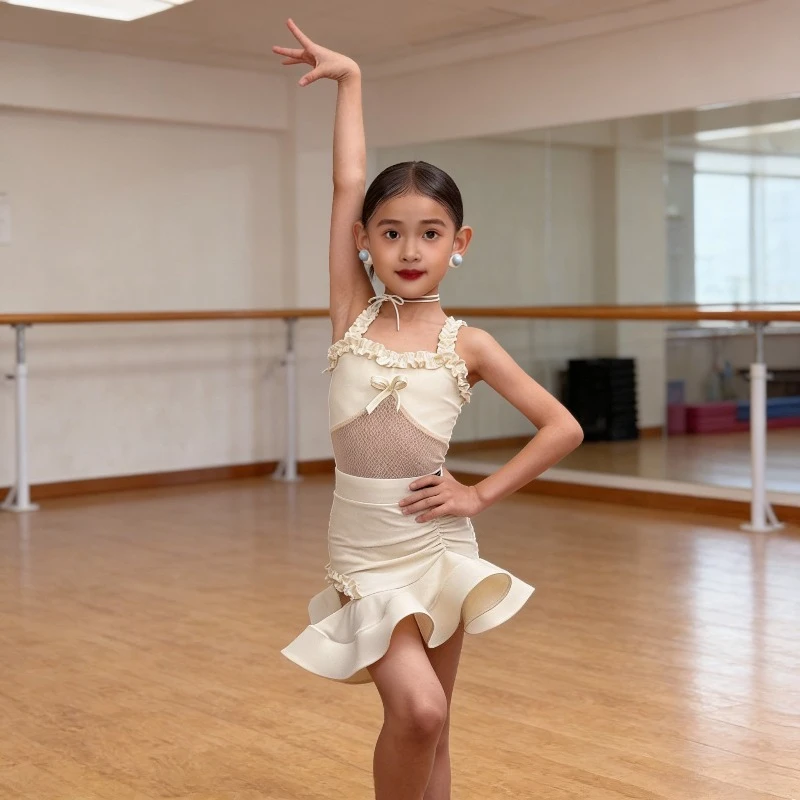 

2026 New Summer Kids Latin Dance Costume For Girls High-End Practice Training Children Performance Outfit Set dance costume