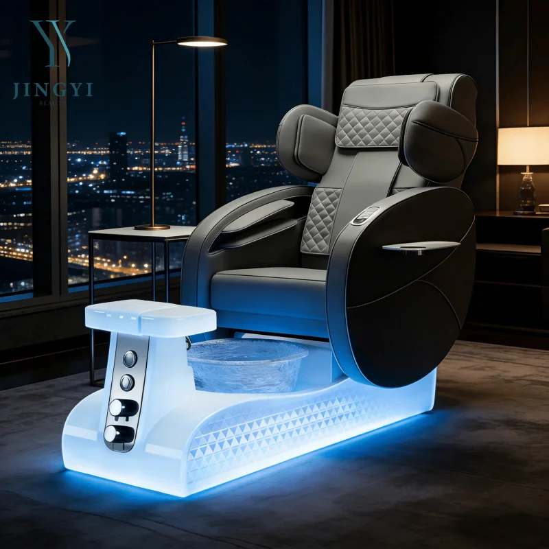 Top Seller Multi Function Rotated Wooden Pedicure Bowl Chair Foot Spa Massage Customized Nail Salon Furniture