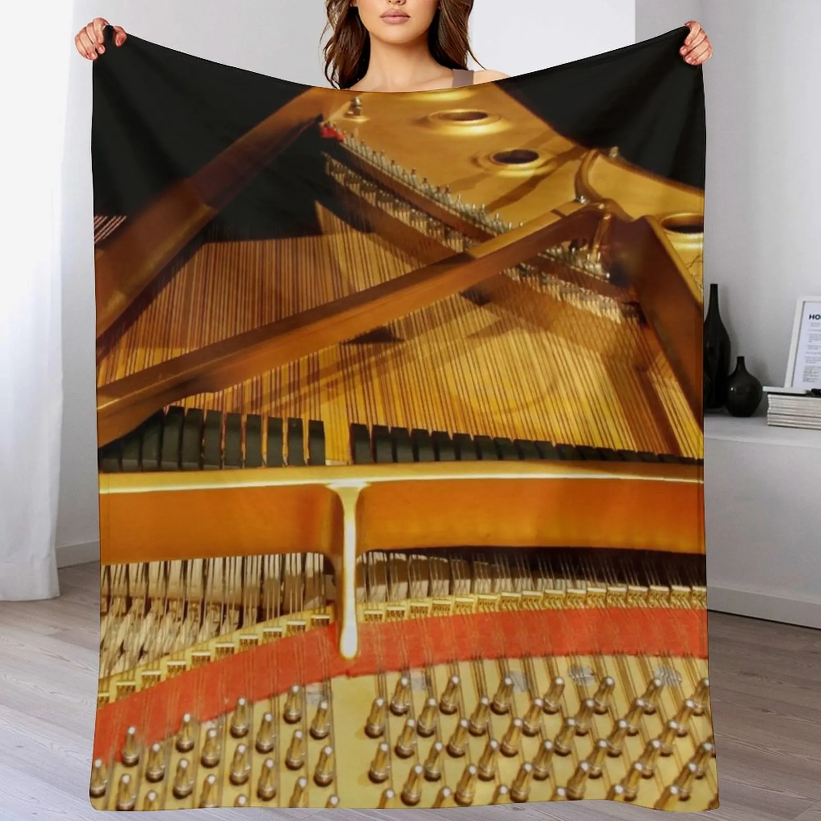 

Inside a Steinway Concert Grand Piano Throw Blanket warm winter Cute Plaid Decoratives for babies Blankets