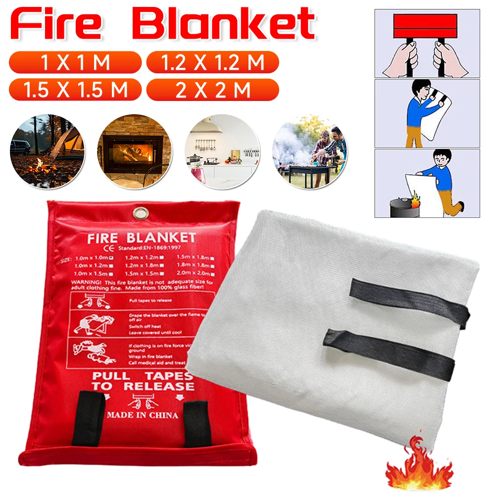 1/2M Fire Blanket Home Safety Fighting Fire Extinguishers Fireproof Welding Blanket Emergency Survival Fire Shelter Safety Cover