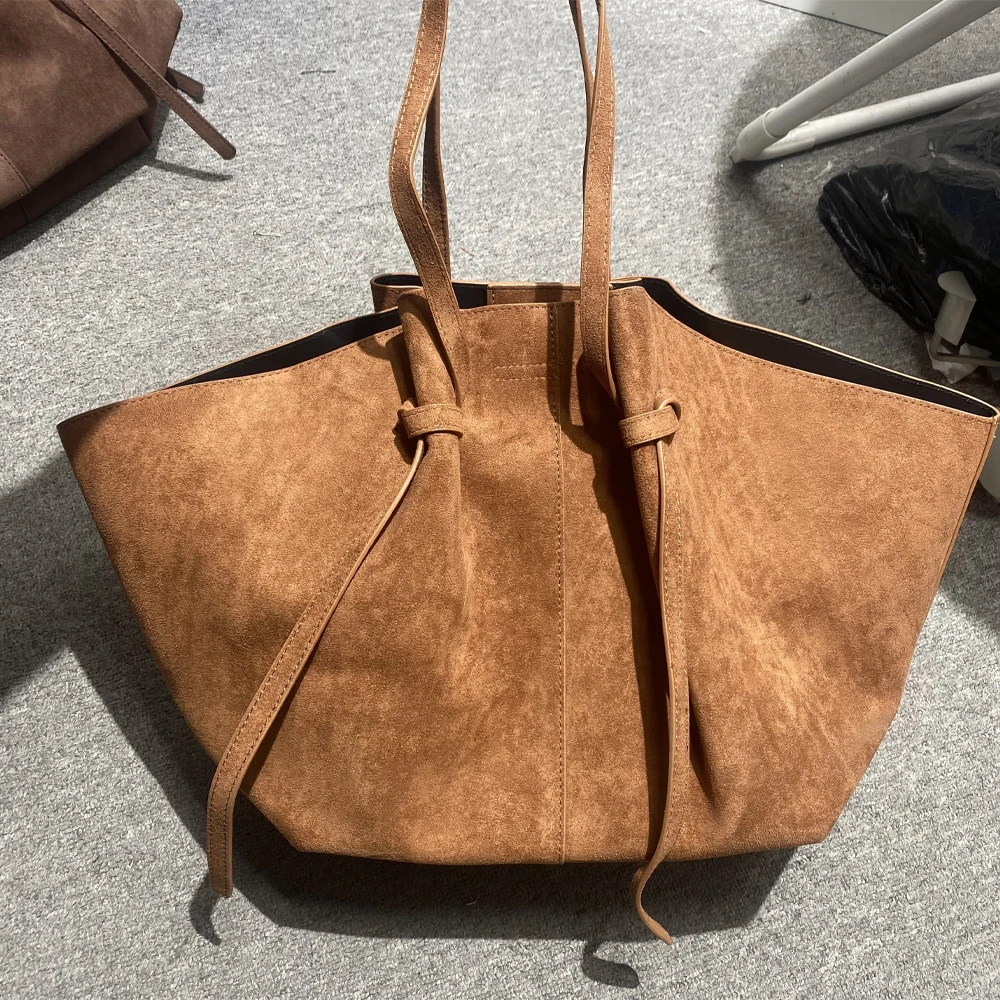 

Large Capacity Genuine Leather Women's Bag Luxury Designer Luxury Tote Bag Imitation Deer Leather Shopping Bag Shoulder Bag