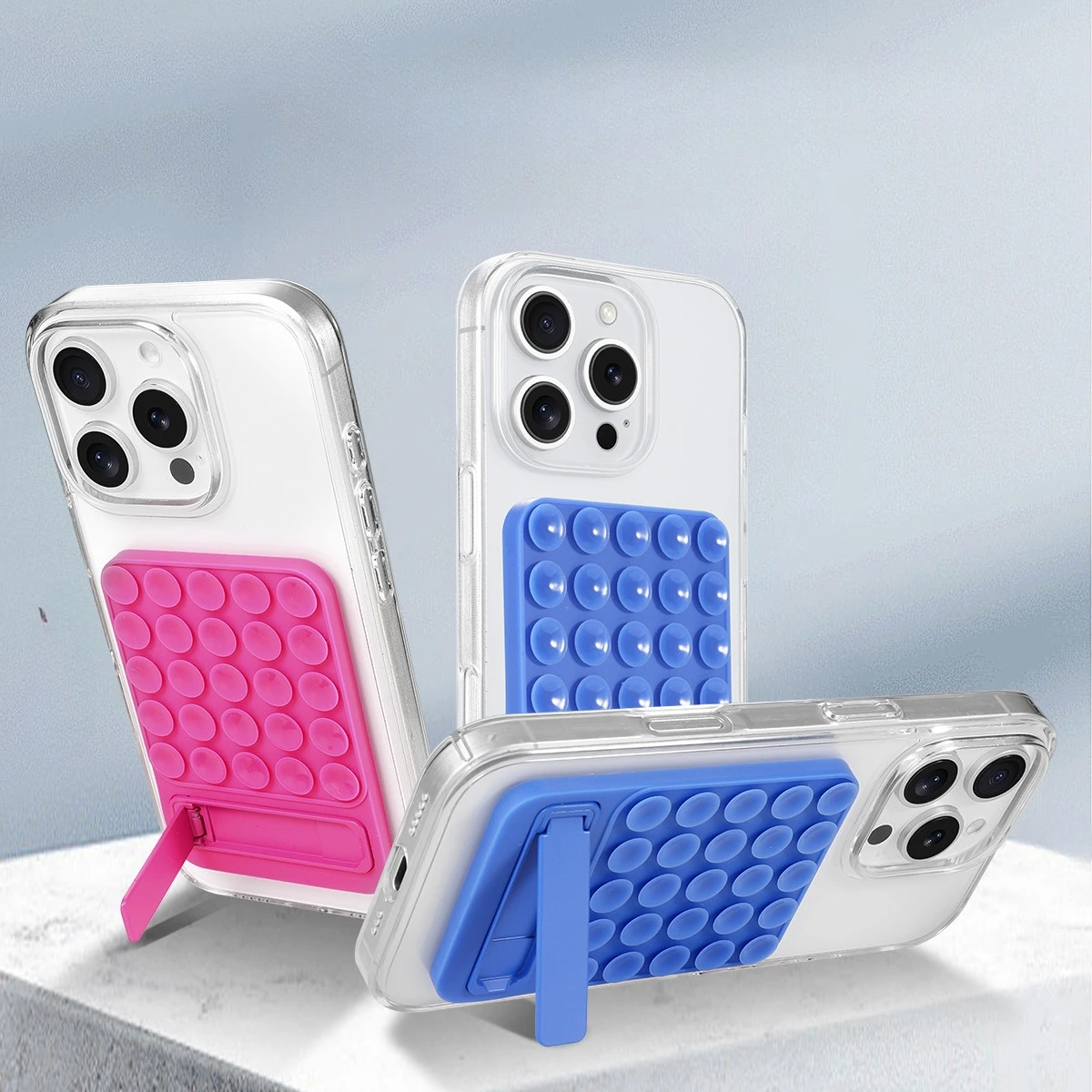 

Подставка для телефона и ноутбука на присоске Регулируемая силиконовая основа с металлическим держателем Нескользящее клейкое крепление для стеклянного стола (многоугольное)